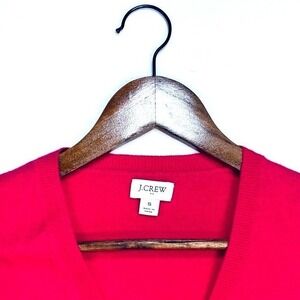 J. Crew, V Neck, Long Sleeve Sweater, Hot‎ Pink Cotton/Wool Blend, Size Small